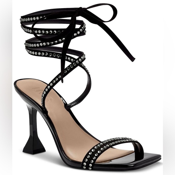 NWOT INC international Concepts Bradki sandals Rhinestone Square Toe Lace up 5.5 - Picture 10 of 10